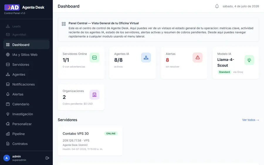 Panel AgenteDesk